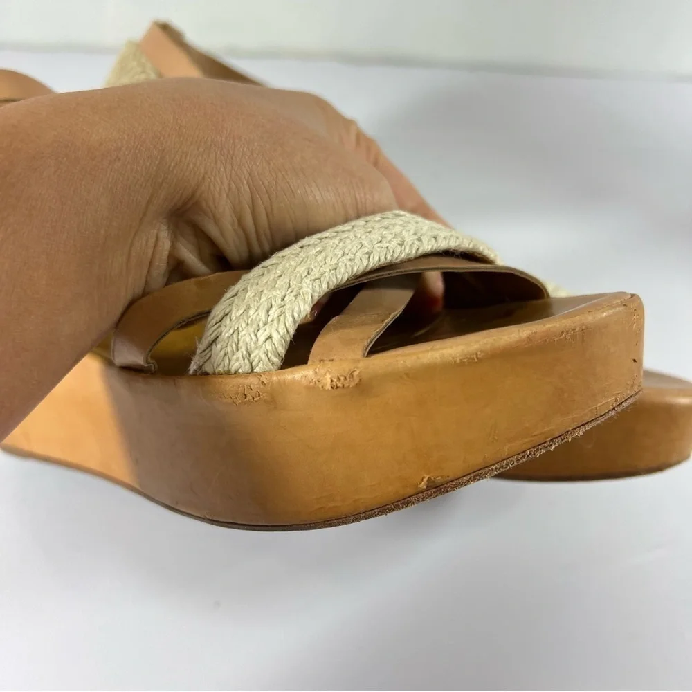 Coclico Women’s Platform Wedge  sandals Ankle Strap Brown Size EU38‎ (US7.5)